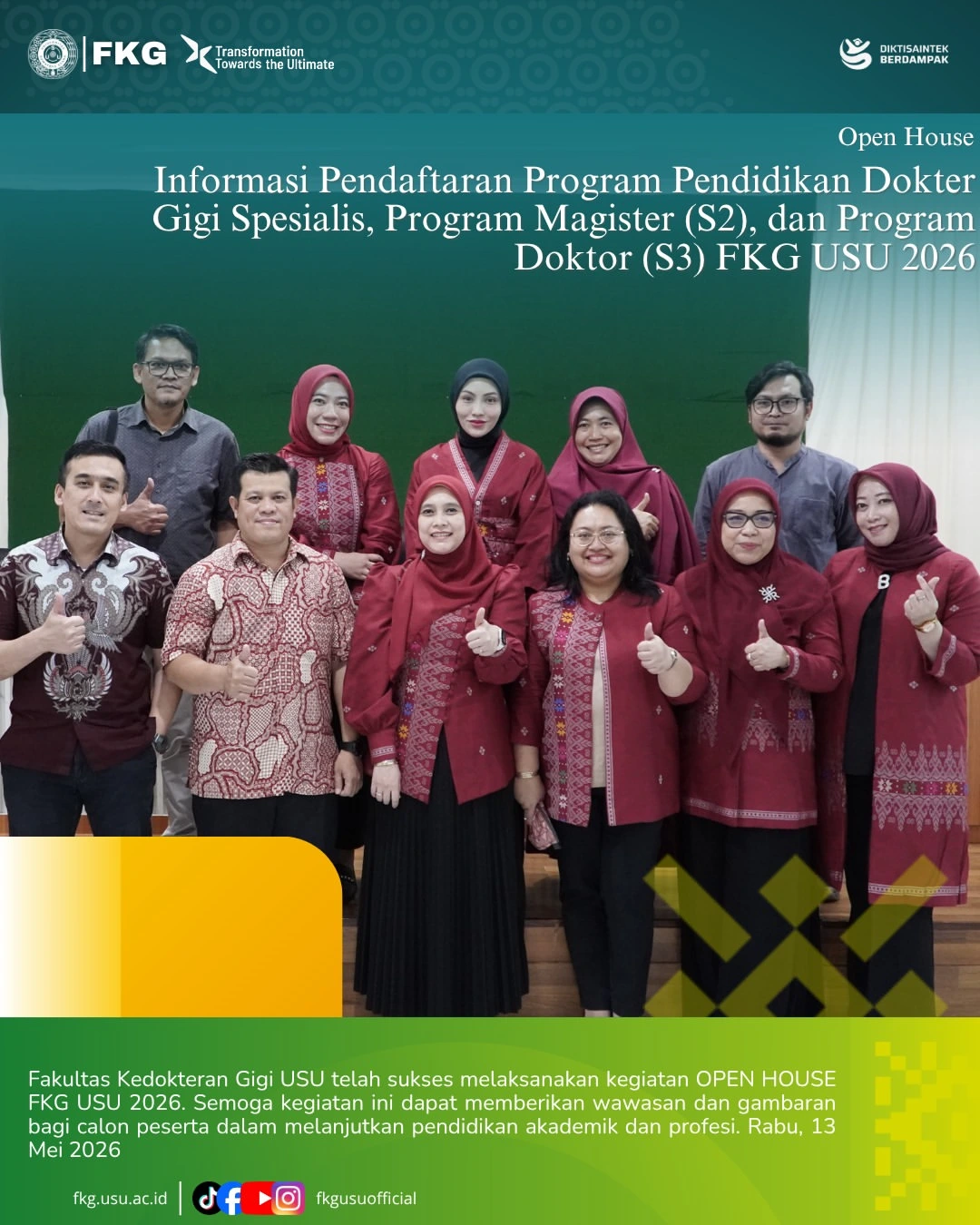 Open House for Specialist Dental Education, Master’s (S2), and Doctoral (S3) Programs at the Faculty of Dentistry, Universitas Sumatera Utara